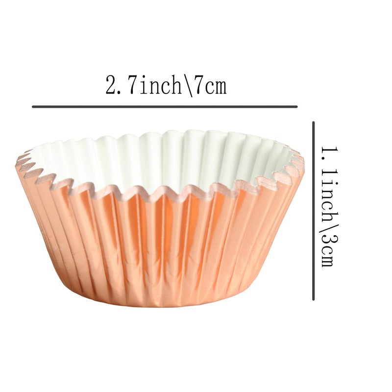 MEETINGU Rose Gold Foil Muffin Cupcake Liners case Baking Cups,Foil Cupcake Liners Standard Baking Cups Pack of 100 - Image 2
